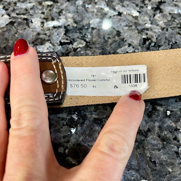 Nocona Brown Western Belt with Ornate Silver Studded Buckle XL NWT - Picture 6 of 8